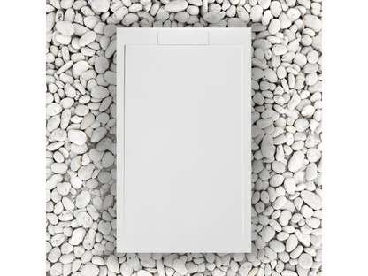 RECEVEUR DE DOUCHE 150x80 cm Ligne Nobellea en résine et poudre de marbre avec grille latérale en résine de marbre ZBUR45373