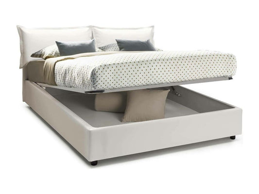 Lit double Nobellea Lit coffre avec revêtement en éco-cuir Made in Italy Ouverture frontale adapté pour matelas 160x190 cm Blanc AHNX54927