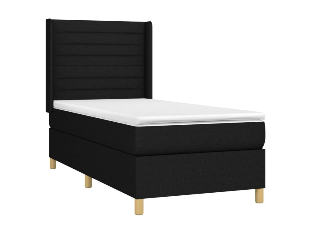 Sommier à Dekonao de lit matelas et LED Noir 90x200 cm Tissu CLED66441