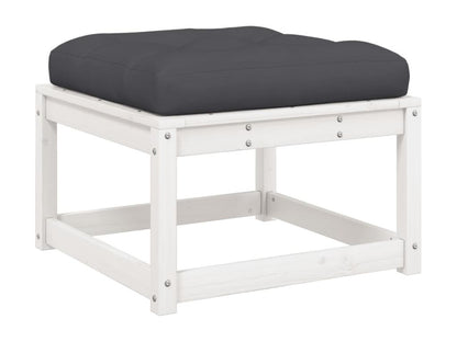 Salon de jardin 5 pièces avec coussins blanc bois massif de pin CRHN39324