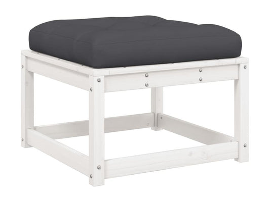 Salon de jardin 5 pièces avec coussins blanc bois massif de pin CRHN39324