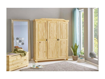 Dekonao - Armoire 3 Portes Penderie Bois Massif Naturel EPML77679