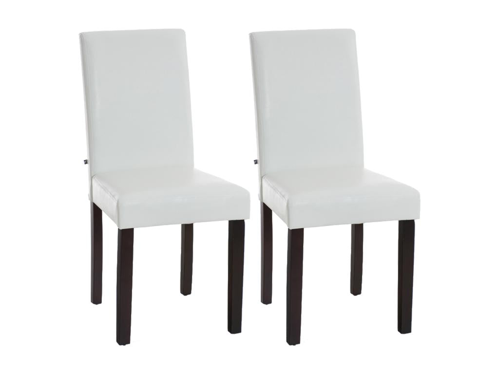 Lot de 2 chaise salle à manger - Similicuir / Bois - Blanc - Dekonao JLCE26649