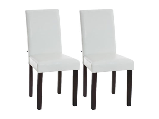 Lot de 2 chaise salle à manger - Similicuir / Bois - Blanc - Dekonao JLCE26649