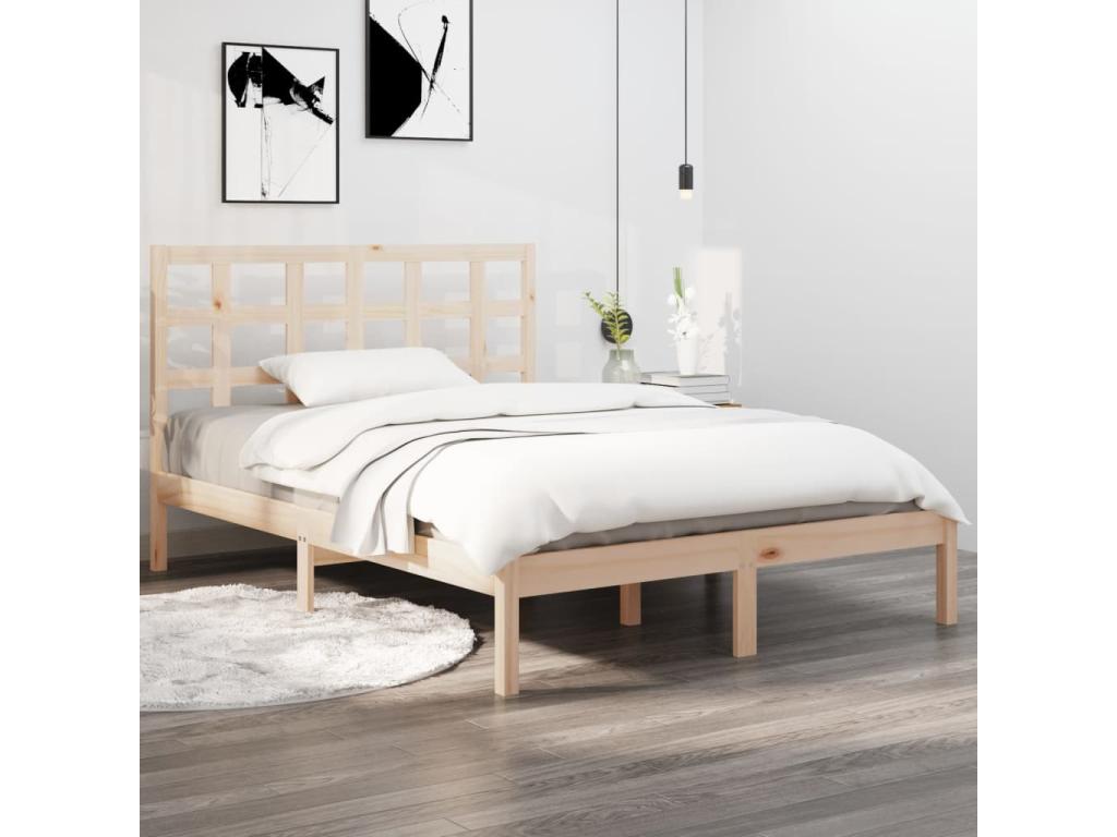 Cadre de lit sans matelas 140x200 cm bois massif AEXO64725