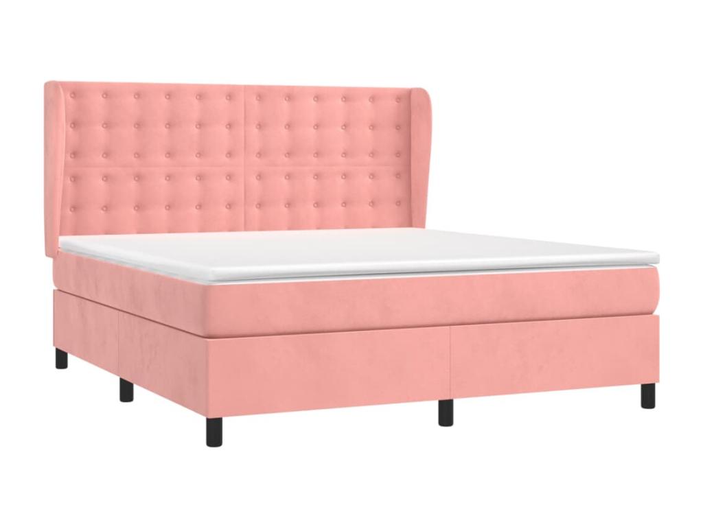 Lit à sommier tapissier avec matelas Rose 160x200 cm Velours TVUE84118