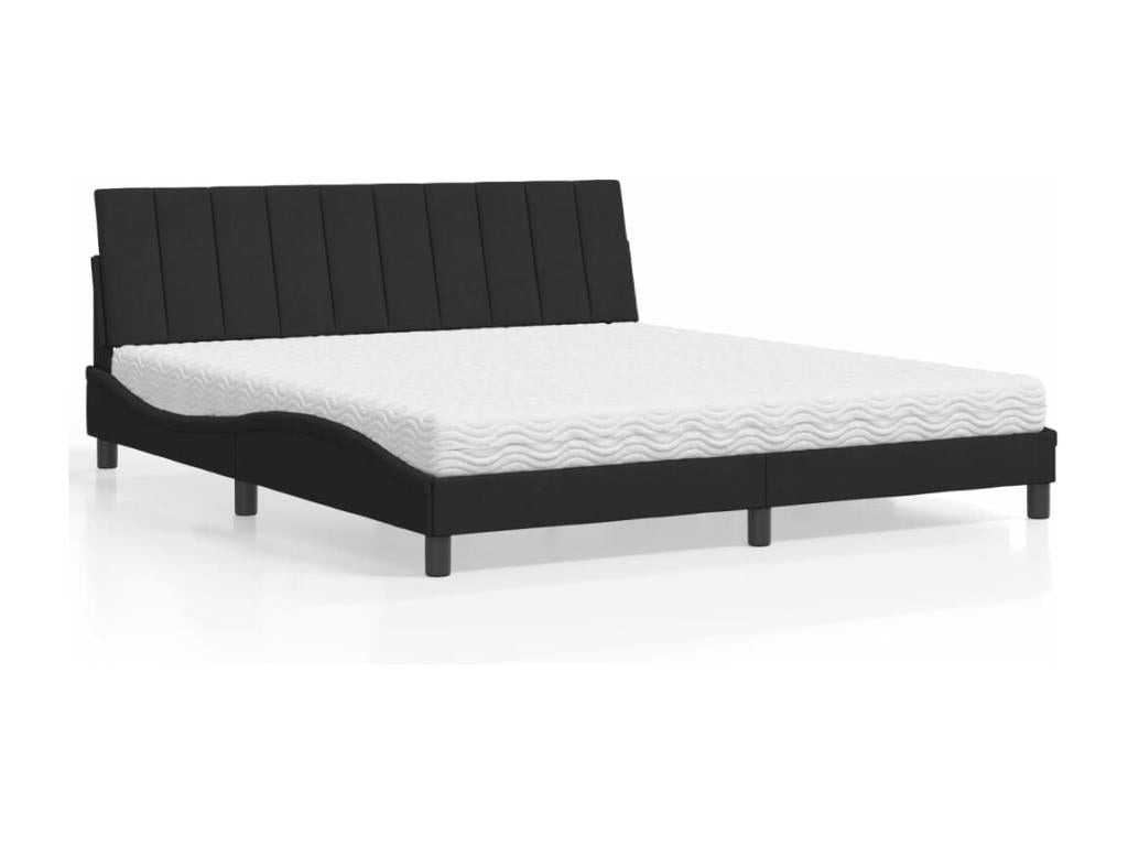 Lit avec matelas noir 180x200 velours NTDW91501