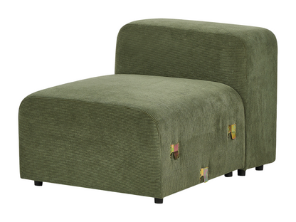 Canapé modulable Nobellea Velours côtelé Vert avec ottoman 3 places ZTKC48480