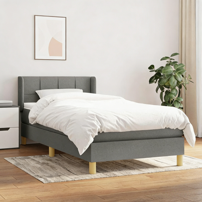 Lit à sommier tapissier avec matelas Gris foncé 90x200 cm Tissu YFJZ26429