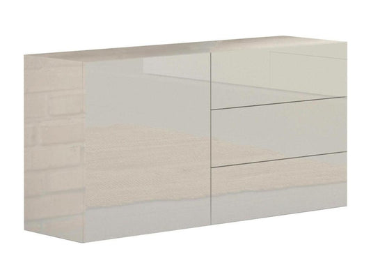 Buffet Nobellea Buffet de cuisine avec 1 porte et 3 tiroirs Buffet de salon Buffet de cuisine Made in Italy 110x40h35 cm Blanc brillant VGFG34024