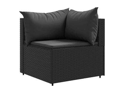 Salon de jardin 5 pièces avec coussins Noir Résine tressée VYRW25243