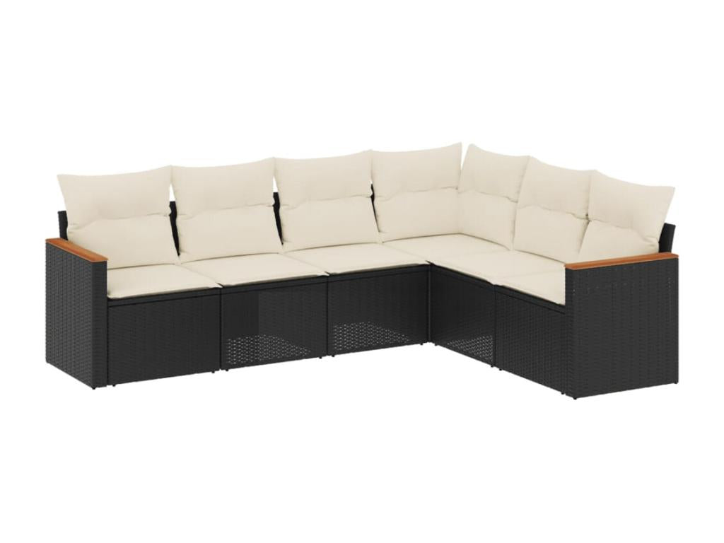 Salon de jardin 6 pièces avec coussins noir résine tressée YCAU21962