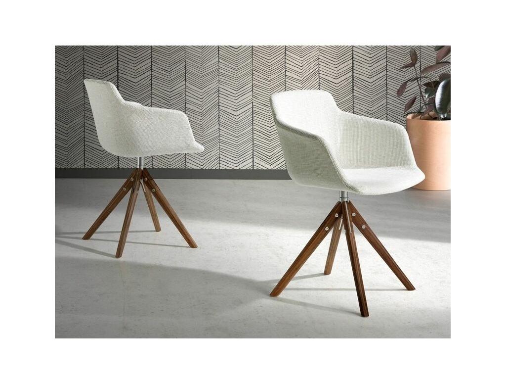 Chaise pivotante tissu beige et bois de frêne Nobellea - Lot de 2-Couleur Nobellea 53 YJVR77277
