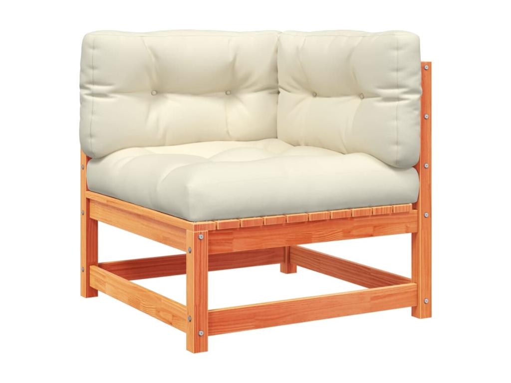 Salon de jardin 3 pcs avec coussins cire marron bois pin massif RWFE07400