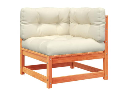 Salon de jardin 3 pcs avec coussins cire marron bois pin massif RWFE07400