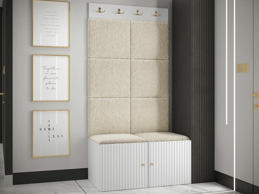 Meuble d'entrée Dekonao 383 186x84x46cm Brun clair - Blanc Tapisserie - Stratifié DDRC80931