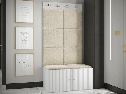 Meuble d'entrée Dekonao 383 186x84x46cm Brun clair - Blanc Tapisserie - Stratifié DDRC80931