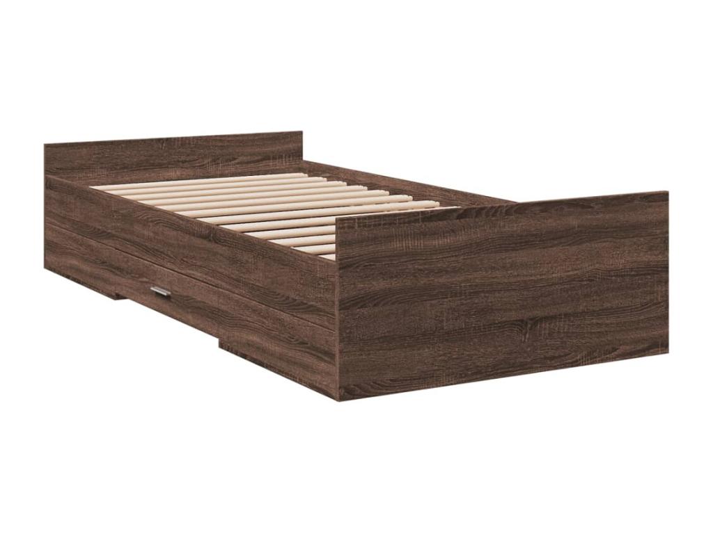 Cadre de lit avec tiroirs sans matelas chêne marron 100x200 cm GMOL38490