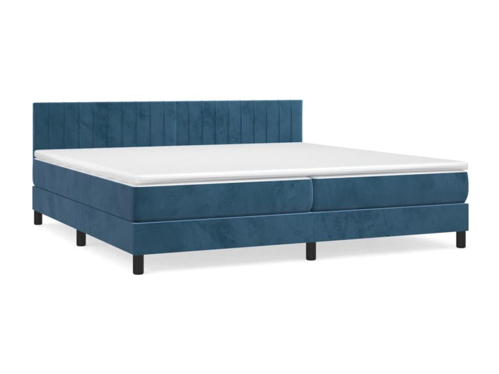 Lit à sommier tapissier et matelas Bleu foncé 200x200cm Velours NBLJ27550