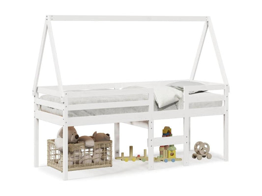 Lit haut sans matelas blanc 75x190 cm bois de pin massif BZHA42264