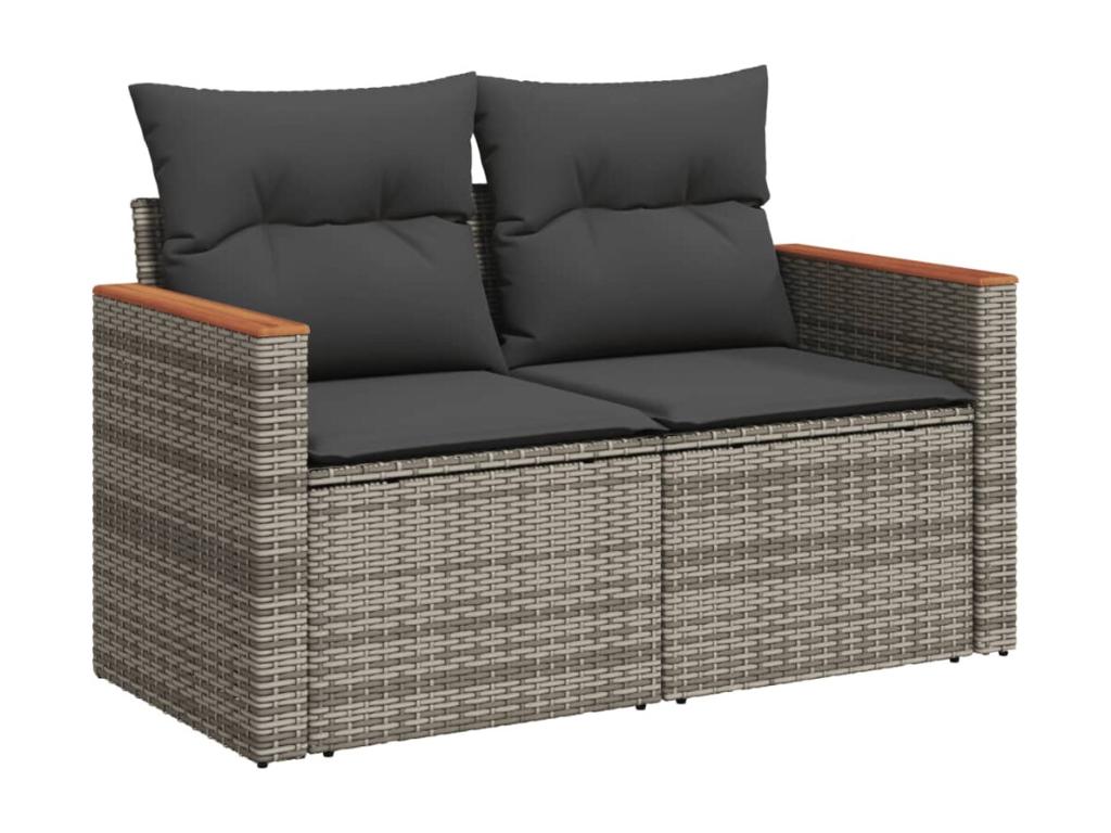 Salon de jardin avec coussins 13 pcs gris résine tressée GAAW33453