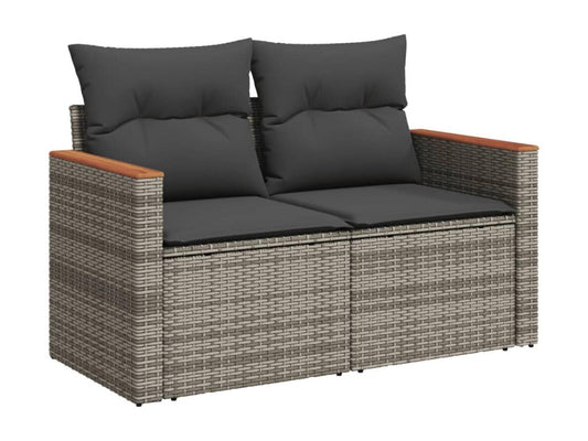 Salon de jardin avec coussins 13 pcs gris résine tressée GAAW33453