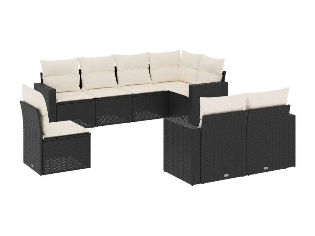 Salon de jardin 8 pcs avec coussins noir résine tressée VJNQ02590