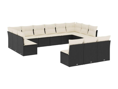 Salon de jardin avec coussins 13 pcs noir résine tressée TTZJ73261