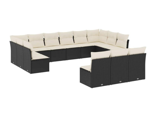Salon de jardin avec coussins 13 pcs noir résine tressée TTZJ73261
