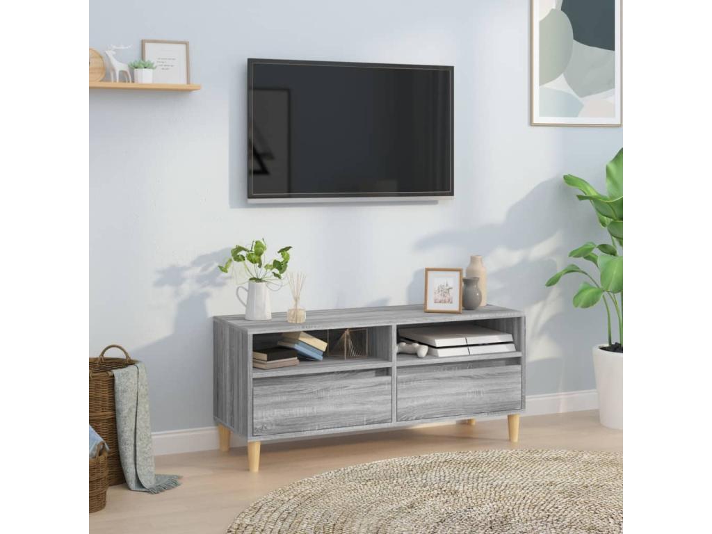 Meuble TV Dekonao gris 100x34.5x44.5 cm bois d'ingénierie AJDC33522