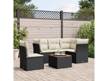 Salon de jardin 6 pcs avec coussins noir résine tressée PYGH10121