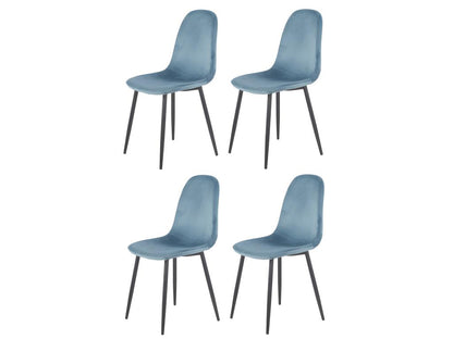 Lot de 4 chaises scandinave velours bleu et pieds métal noir - Dekonao FZBJ46769