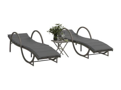 Chaises longues lot de 2 avec table gris résine tressée JOXO77282