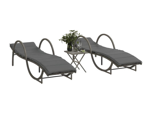 Chaises longues lot de 2 avec table gris résine tressée JOXO77282