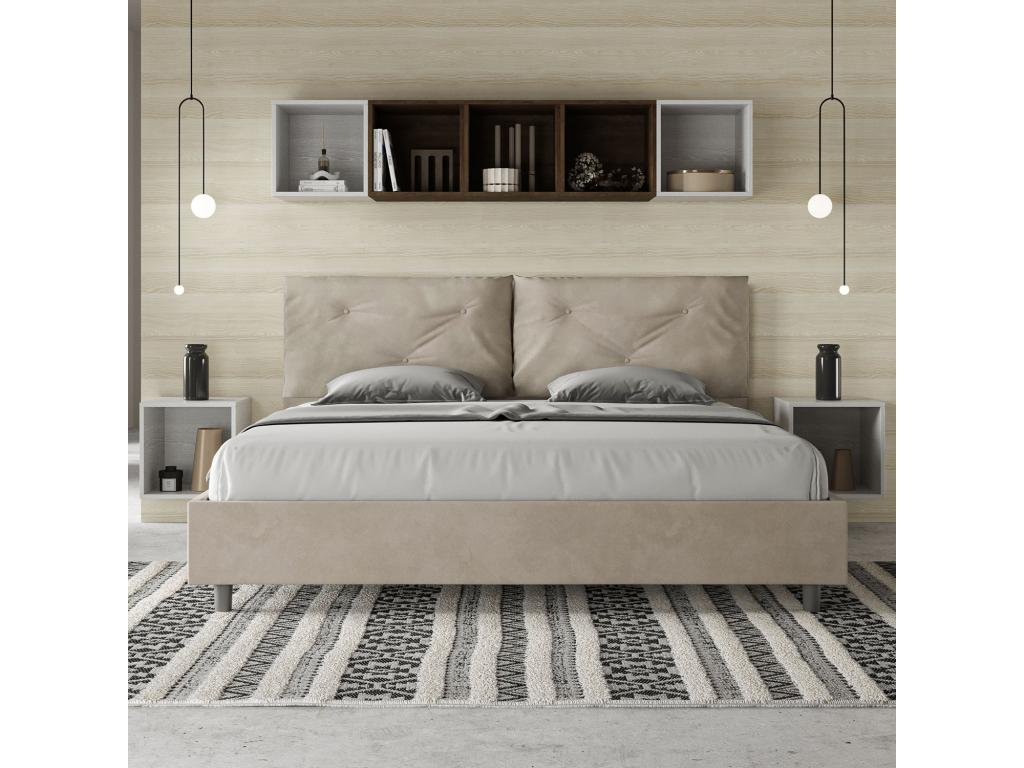 Lit Nobellea size coffre rembourré 200x200 microfibre sable Nobellea Large PXMI26200
