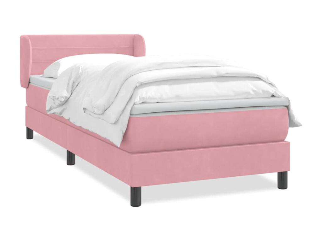 Sommier à Dekonao de lit avec matelas rose 80x220 cm velours JDPS17601