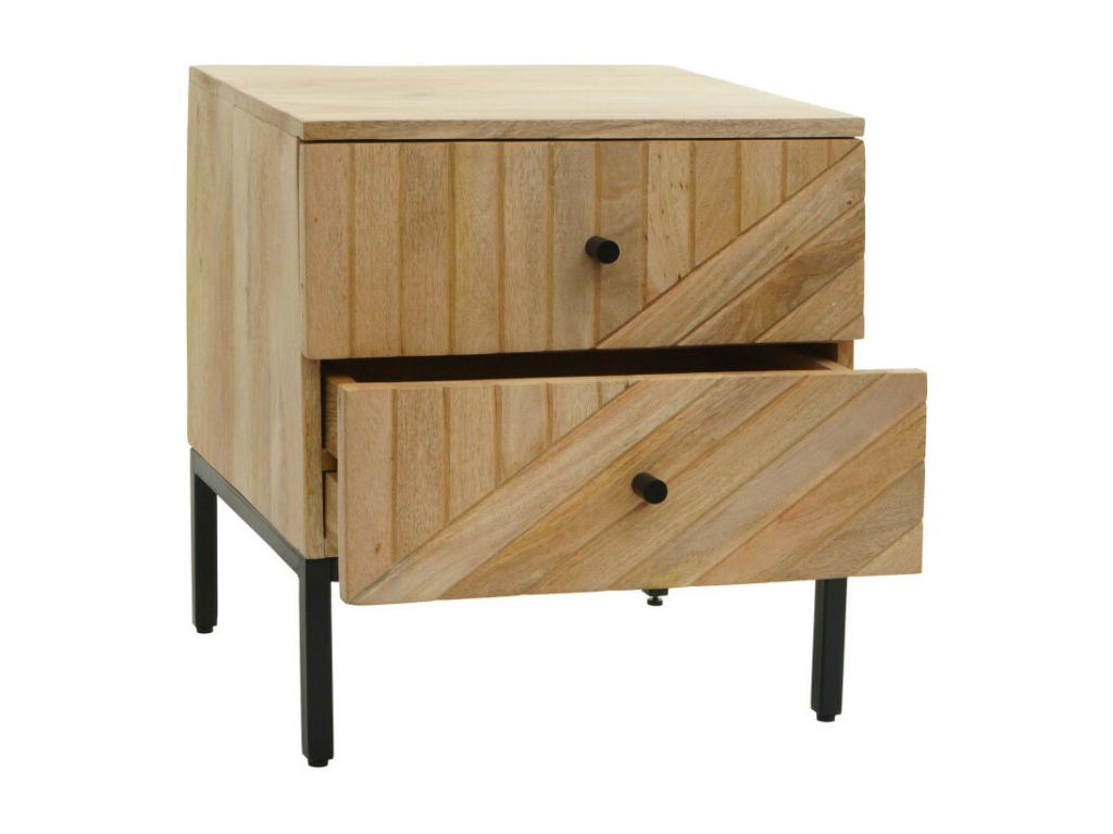 Table de nuit Nobellea-L95 commode table d'appoint armoire tiroir bois de manguier 51x45x40cm naturel SGPU08008