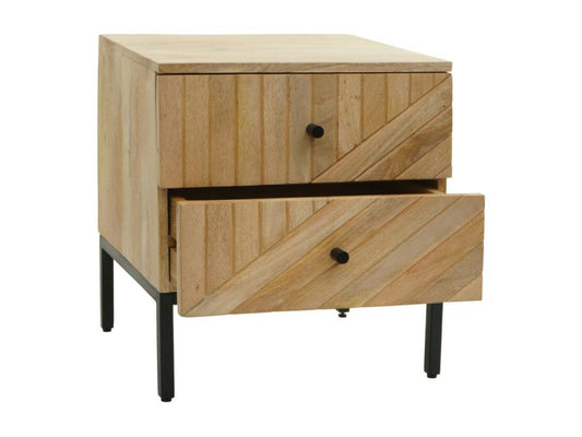 Table de nuit Nobellea-L95 commode table d'appoint armoire tiroir bois de manguier 51x45x40cm naturel SGPU08008
