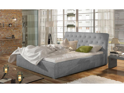 Lit velours capitonné Dekonao-Couleur Gris clair-200x200-Version avec sommier RMVT02838