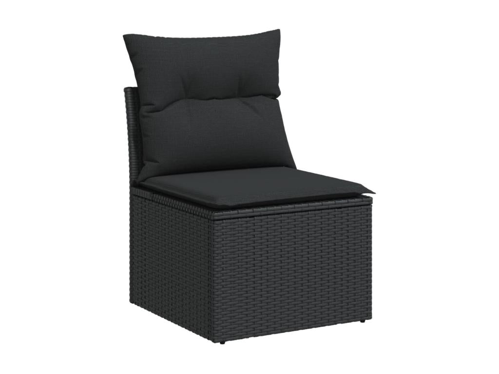 Salon de jardin 7 pcs avec coussins noir résine tressée EXYF30176