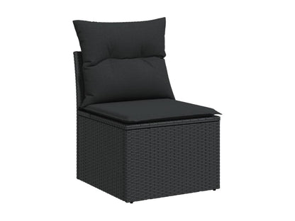 Salon de jardin 7 pcs avec coussins noir résine tressée EXYF30176