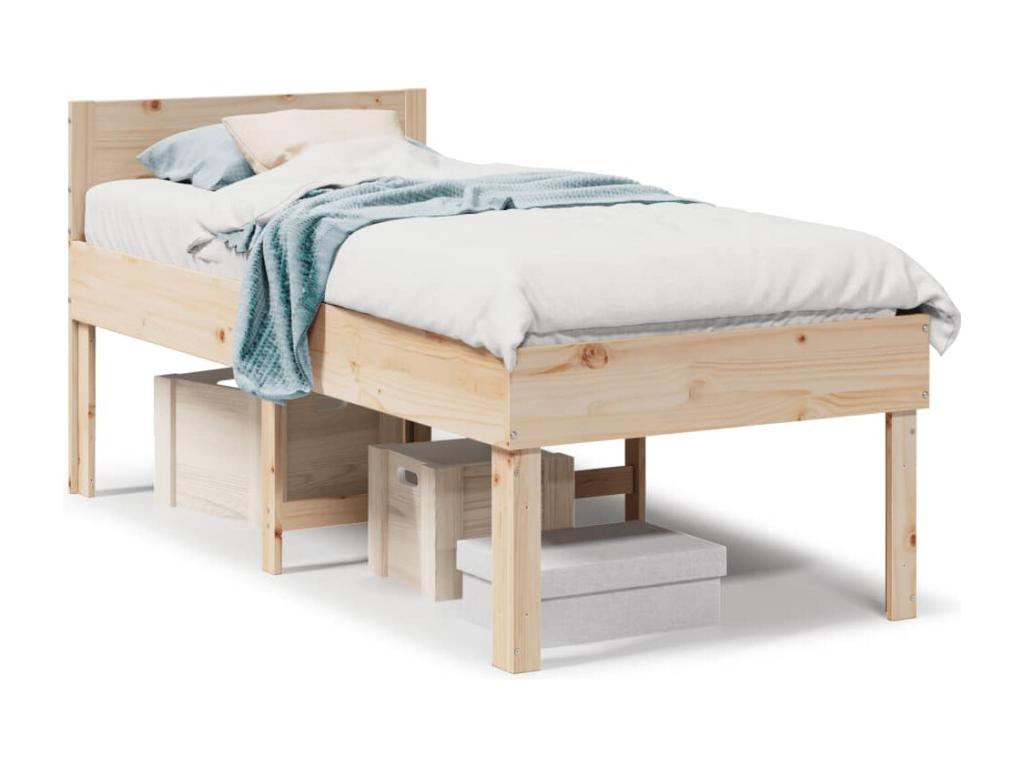 Cadre de lit sans matelas 75x190 cm bois de pin massif SING39931