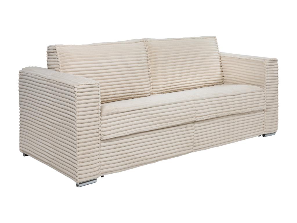Canapé 4 places convertible express en velours côtelé grosses côtes beige - Couchage à Dekonao larges 160 cm - Matelas 18cm Dekonao EBIY23504