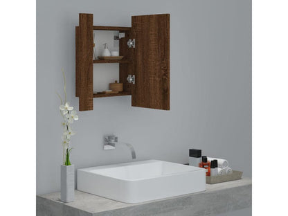 Armoire à miroir LED de salle de bain chêne marron 40x12x45 cm EWZC77359