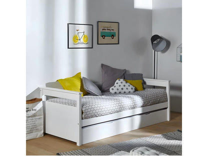 Pack lit gigogne avec 2 matelas 90x200 cm bois massif bois naturel Dekonao KPLY42158