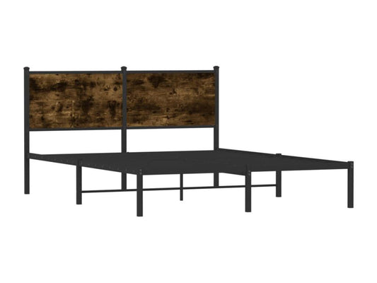 Cadre de lit en métal sans matelas chêne fumé 150x200 cm HITW75071