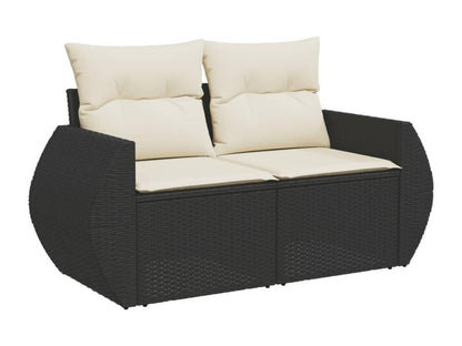 Salon de jardin 7 pcs avec coussins noir résine tressée BFNT80918