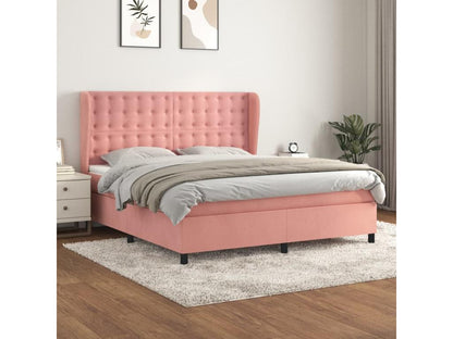 Lit à sommier tapissier avec matelas Rose 160x200 cm Velours TVUE84118