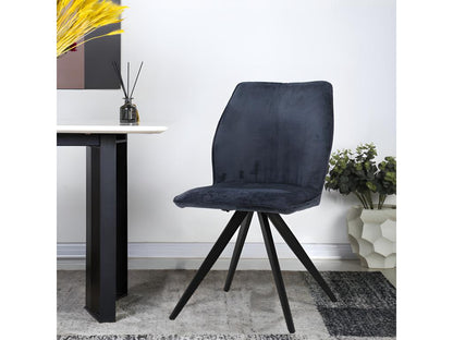 Chaise en velours doux bleu nuit et pied croix en métal noir - Dekonao ZPPF95147