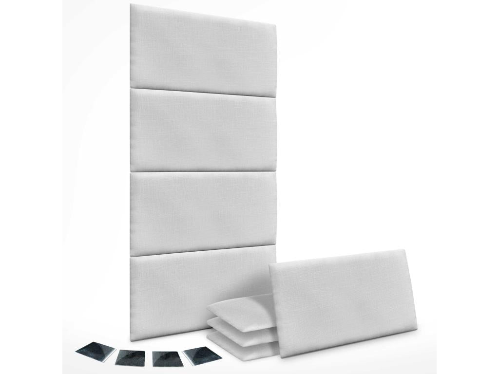 Dekonao Ensemble de 8 Panneaux muraux en lin autocollants absorption acoustique protection contre les chocs et Têtes de Lit Blanc 50x30cm x8  FIZV45076